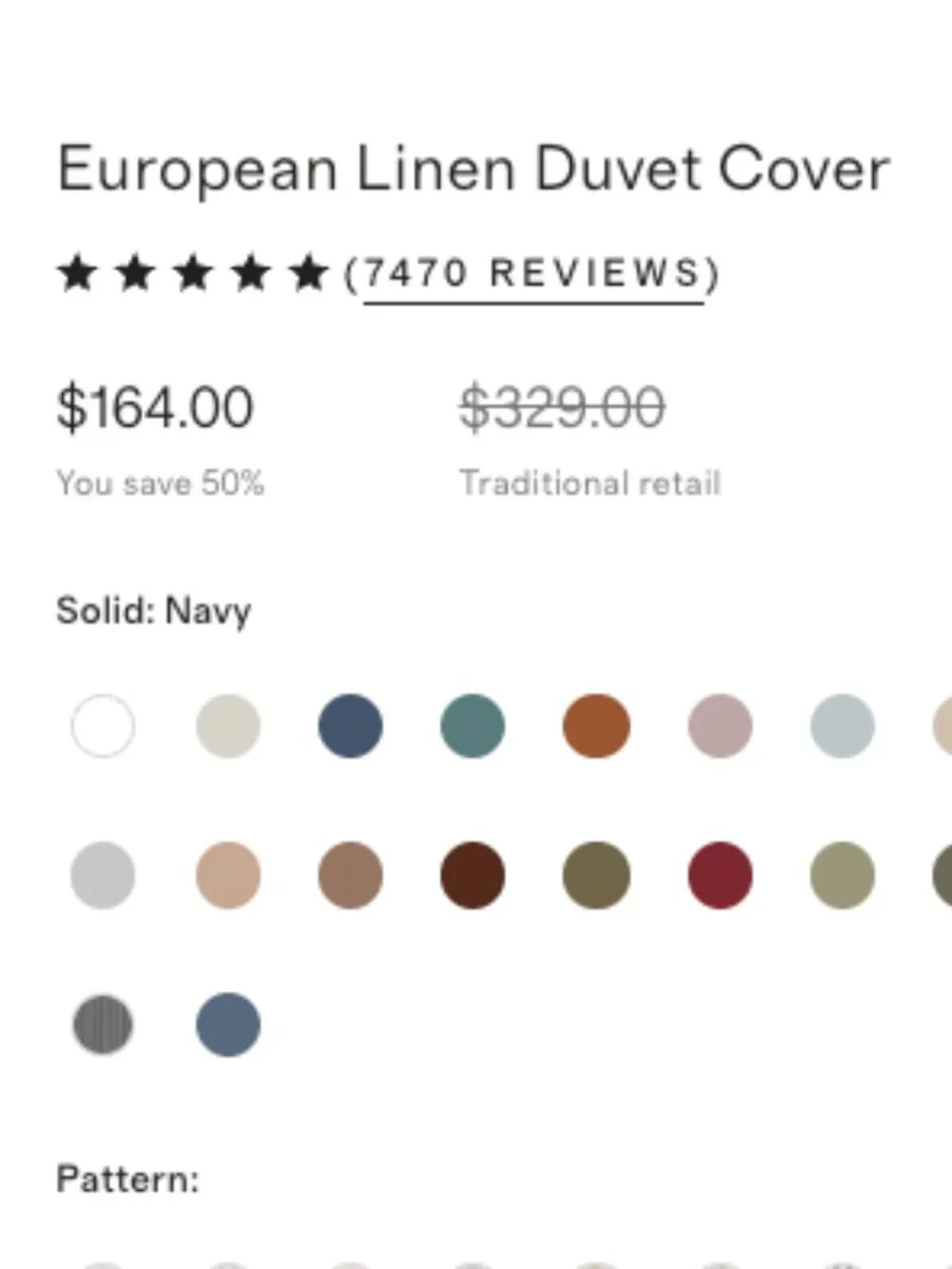 Quince 100% European Linen Duvet Cover – Full/Queen – Navy – No Shams